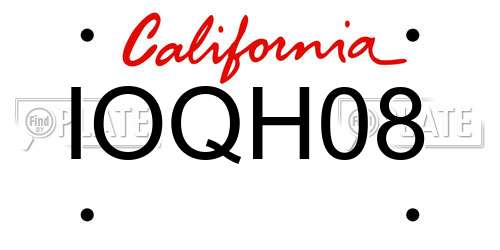 IOQH08 California License Plate