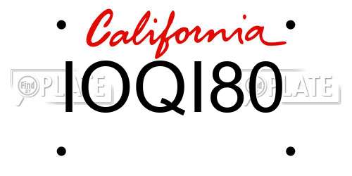 IOQI80 California License Plate