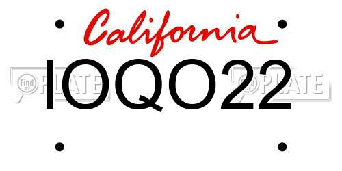IOQO22 California License Plate
