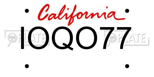 IOQO77 California License Plate
