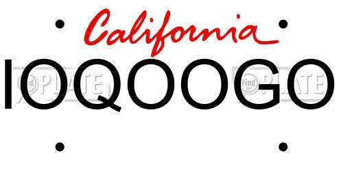 IOQOOGO California License Plate