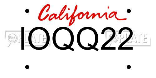 IOQQ22 California License Plate