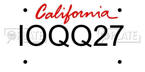 IOQQ27 California License Plate