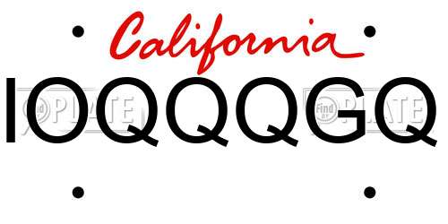 IOQQQGQ California License Plate
