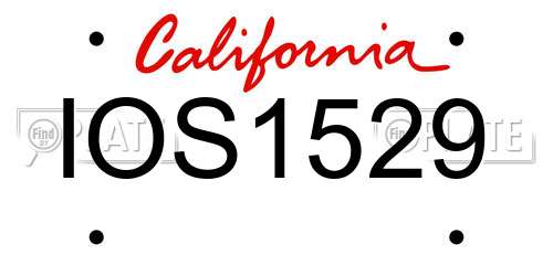 IOS1529 California License Plate
