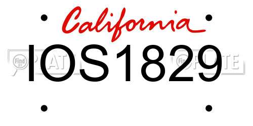 IOS1829 California License Plate