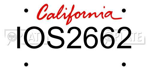 IOS2662 California License Plate