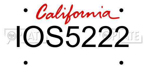IOS5222 California License Plate