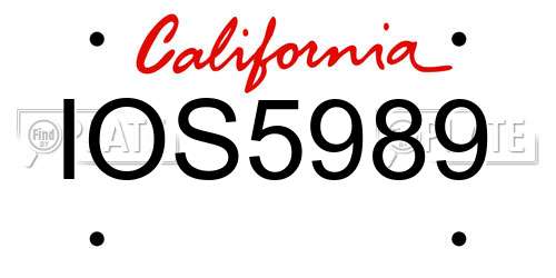 IOS5989 California License Plate