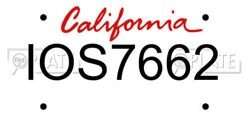 IOS7662 California License Plate
