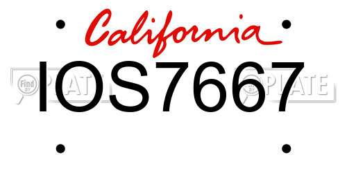 IOS7667 California License Plate