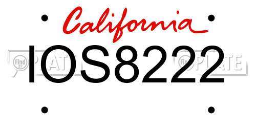 IOS8222 California License Plate