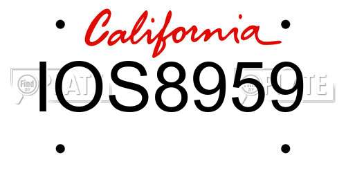 IOS8959 California License Plate