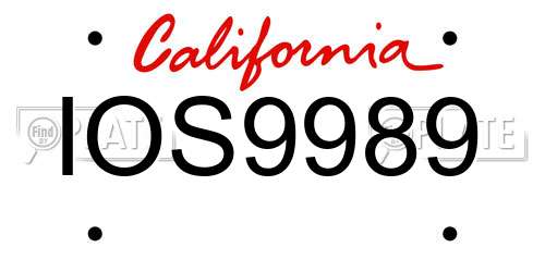 IOS9989 California License Plate