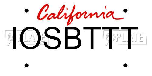 IOSBTTT California License Plate
