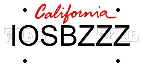 IOSBZZZ California License Plate