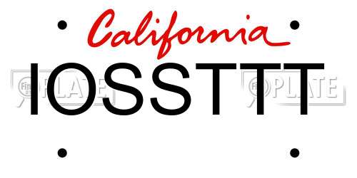 IOSSTTT California License Plate