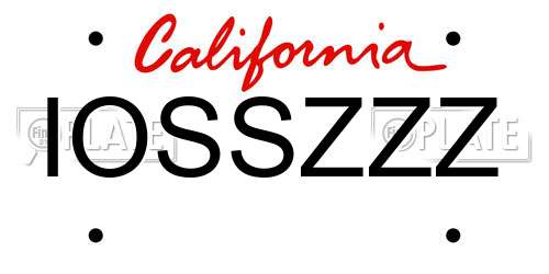 IOSSZZZ California License Plate