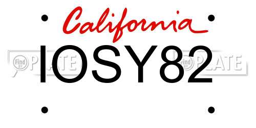 IOSY82 California License Plate