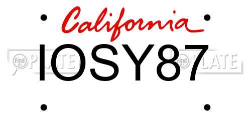 IOSY87 California License Plate