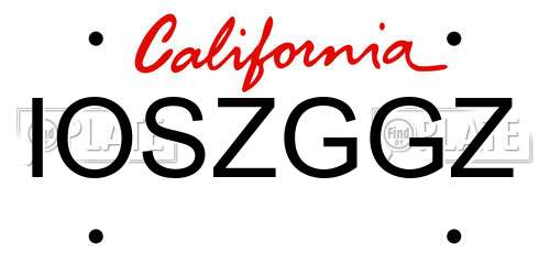 IOSZGGZ California License Plate