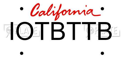IOTBTTB California License Plate