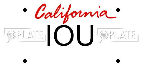 IOU California License Plate