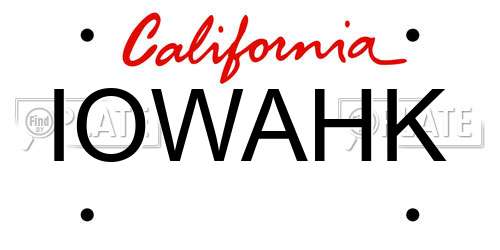 IOWAHK California License Plate