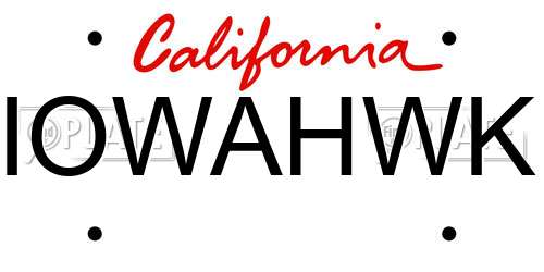 IOWAHWK California License Plate