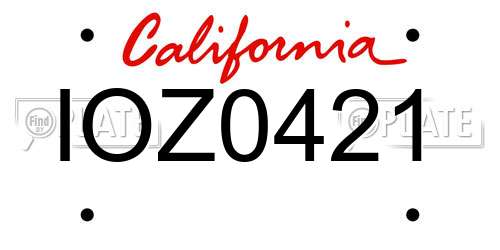 IOZ0421 California License Plate