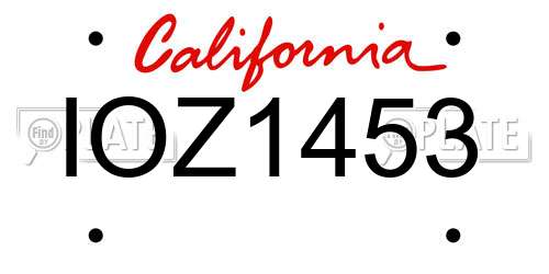 IOZ1453 California License Plate