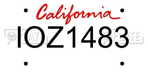 IOZ1483 California License Plate