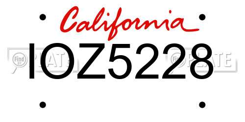 IOZ5228 California License Plate