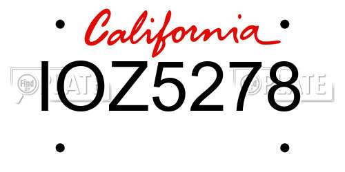 IOZ5278 California License Plate