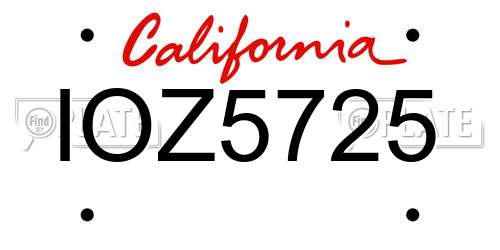 IOZ5725 California License Plate