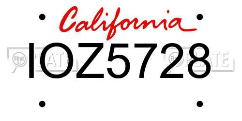 IOZ5728 California License Plate