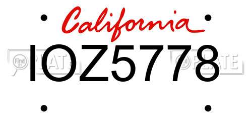IOZ5778 California License Plate