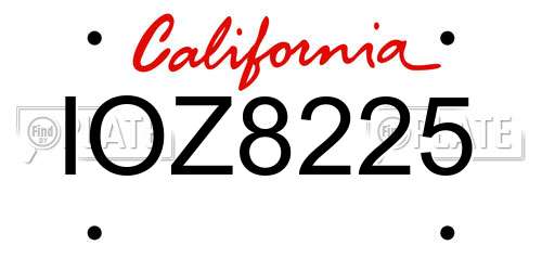 IOZ8225 California License Plate