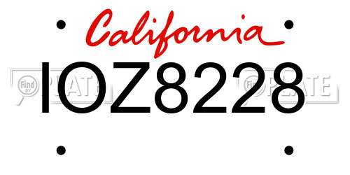 IOZ8228 California License Plate