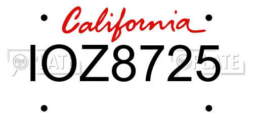 IOZ8725 California License Plate