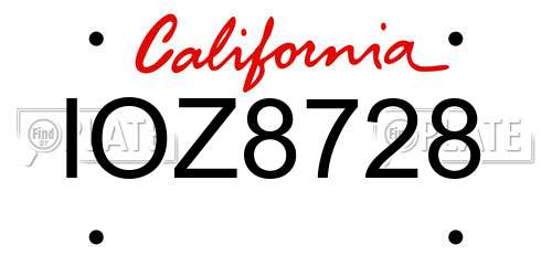 IOZ8728 California License Plate