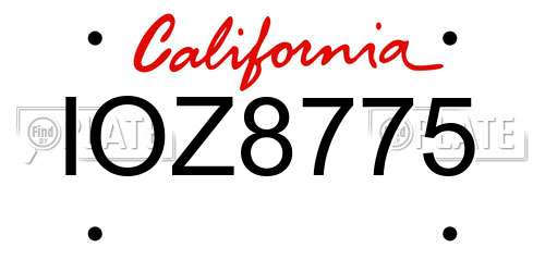 IOZ8775 California License Plate