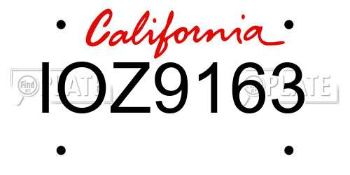 IOZ9163 California License Plate
