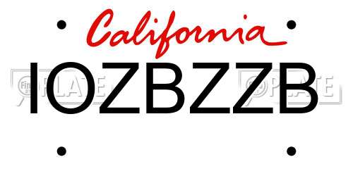 IOZBZZB California License Plate