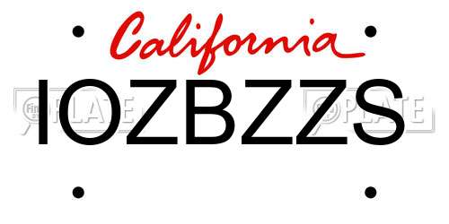 IOZBZZS California License Plate