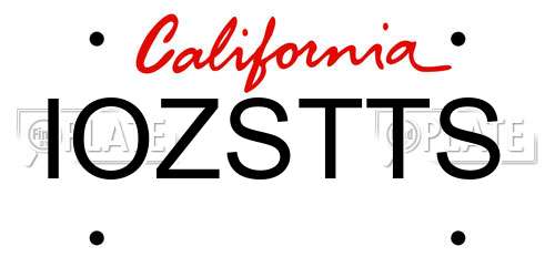 IOZSTTS California License Plate