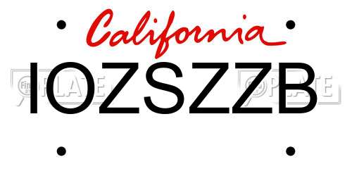 IOZSZZB California License Plate