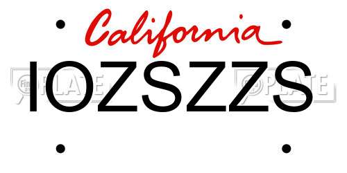 IOZSZZS California License Plate