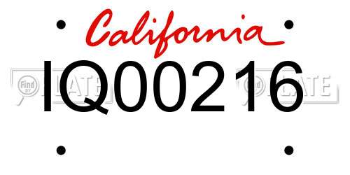 IQ00216 California License Plate