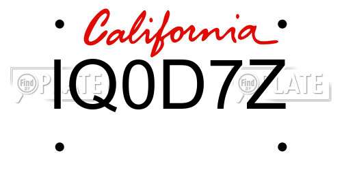IQ0D7Z California License Plate